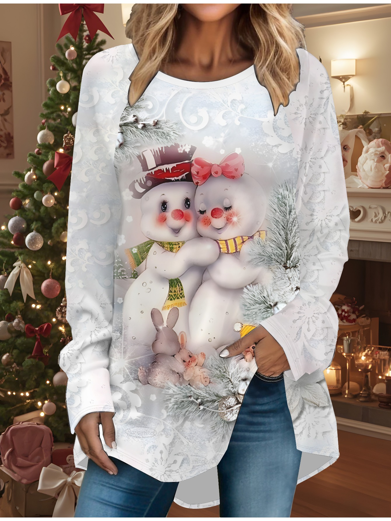 Women's Cozy Christmas Snowman - Camping 评论和价格